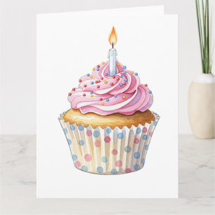 Cartão Placa de Cupcake de aniversário (vazio dentro)