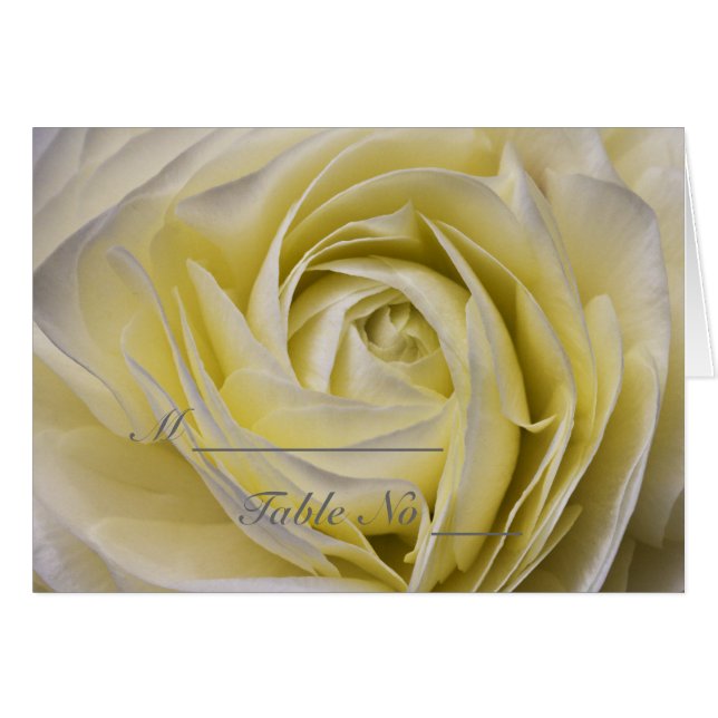 Cartão Placa de Definição de Lugar Floral Branco Elegante (Frente horizontal)