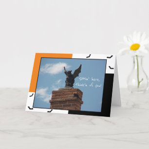 Cartão Placa de Dia de as Bruxas engraçado do Gargoyle Ba