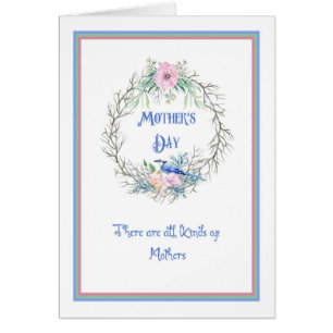 Cartão Placa de dia de as mães com bandeja azul