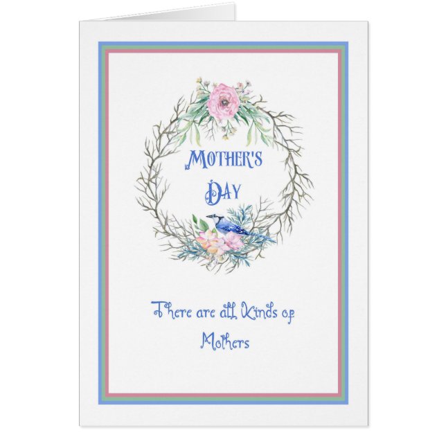 Cartão Placa de dia de as mães com bandeja azul (Frente)