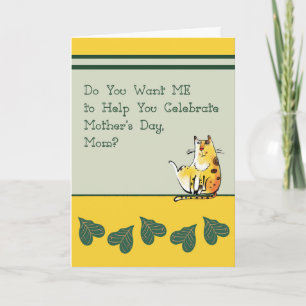 Cartão Placa de dia de as mães com Gato Humoroso