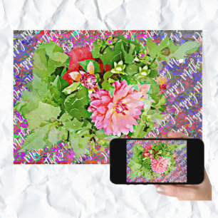 Cartão Placa de Dia de as mães de Buquê bonito Dahlia Blo