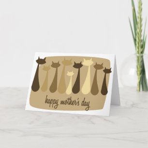 Cartão Placa de Dia de as mães de Cat Retro Atômica em Br