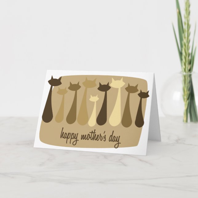 Cartão Placa de Dia de as mães de Cat Retro Atômica em Br (Frente)