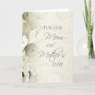Cartão Placa de Dia de as mães de Flor Vintage White