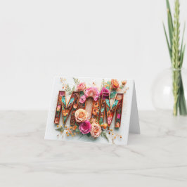 Cartão Placa de Dia de as mães de Mosaico Floral Vibrante