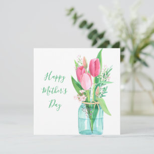 Cartão Placa de Dia de as mães de Tulipas Rosa bonito