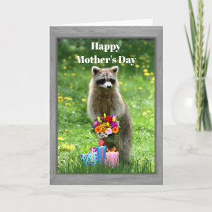Cartão Placa de Dia de as mães Engraçado Raccoon