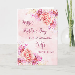 Cartão Placa de Dia de as mães Feliz para Esposa de Flore