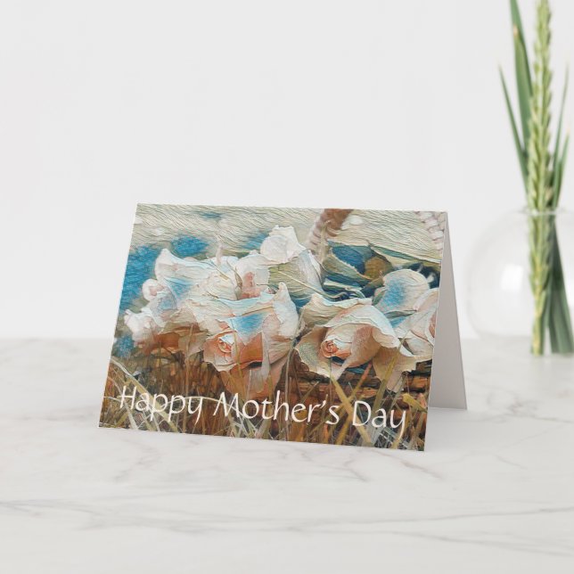 Cartão Placa de Dia de as mães Feliz para Rosas Pintados (Frente)