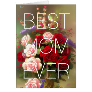 Cartão Placa de Dia de as mães Feliz Rosas Rosa Vermelhas