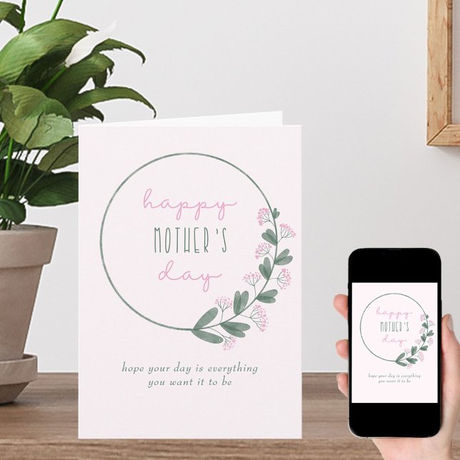 Cartão Placa de Dia de as mães Feliz, Simples, De Flores  (Criador carregado)