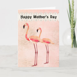 Cartão Placa de Dia de as mães Flamingo rosa