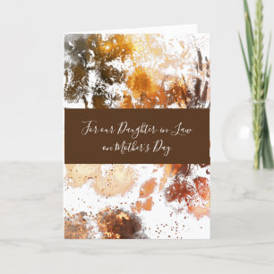 Cartão Placa de Dia de as mães Floral Dourada Filha-em-Le