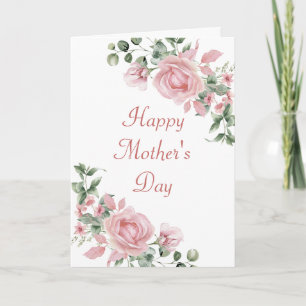 Cartão Placa de Dia de as mães Floral Rosa Rosa Personali