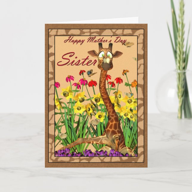 Cartão Placa de dia de as mães, irmã (Frente)