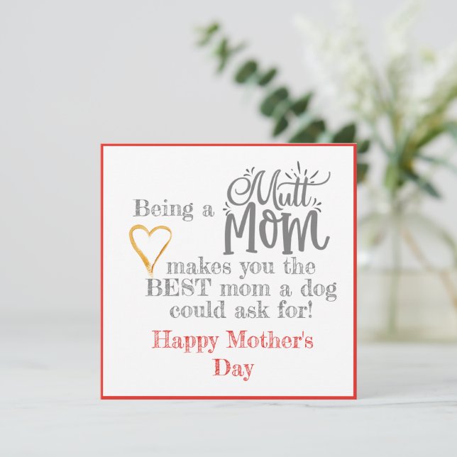 Cartão Placa de Dia de as mães Mutt (Em pé/Frente)