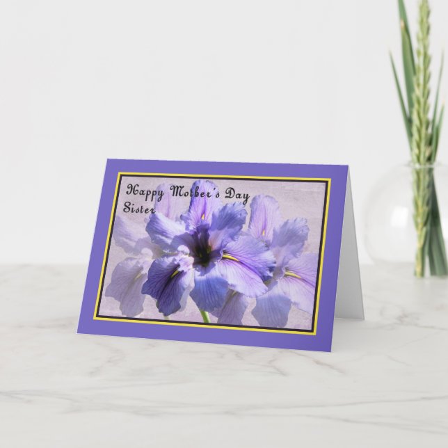 Cartão Placa de dia de as mães para Irmã (Frente)