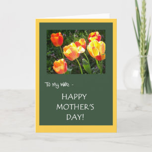Cartão Placa de dia de as mães para uma esposa - 'Tulips'