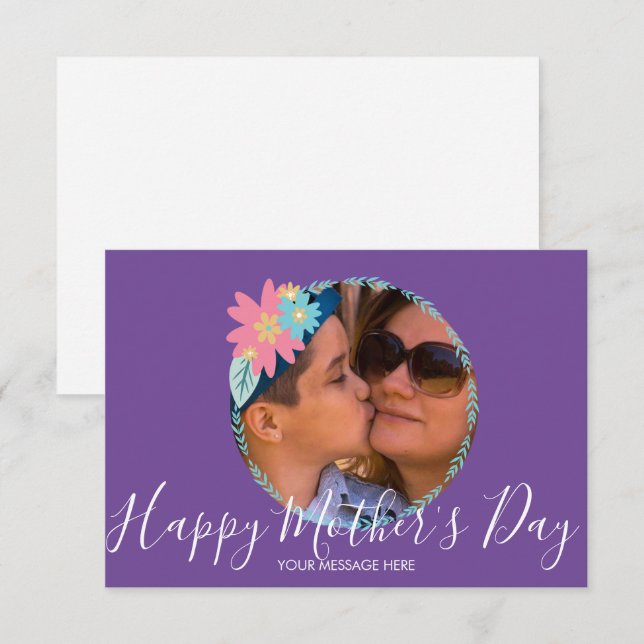 Cartão Placa de Dia de as mães primavera Floral Greenery  (Frente/Verso)