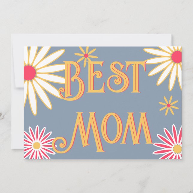 Cartão Placa de Dia de as mães Retro Floral (Frente)