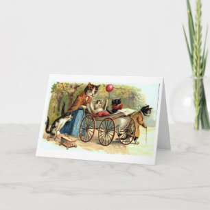 Cartão Placa de Dia de as mães Vintage Madame Cat e Kitte