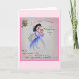 Cartão Placa De Dia de as mães Vintage Para Nova Mãe
