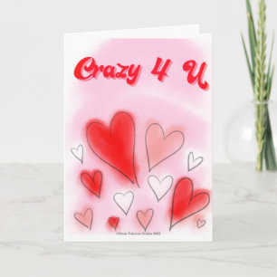 Cartão Placa de Dia de os namorados Crazy 4 U