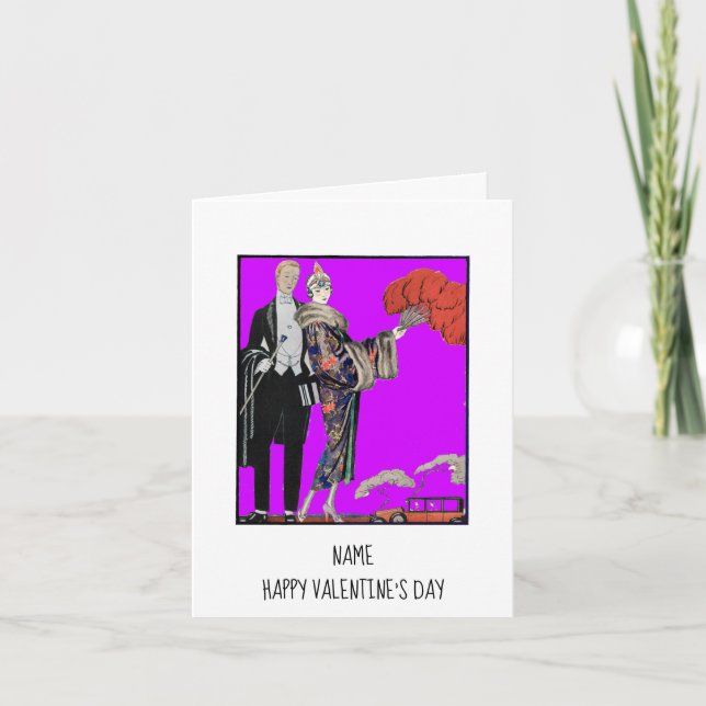 Cartão Placa de Dia de os namorados Roxo do Casal Barbier (Frente)