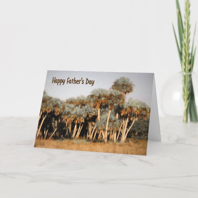 Cartão Placa de dia de os pais com Palmeiras pintadas, ed (Frente)