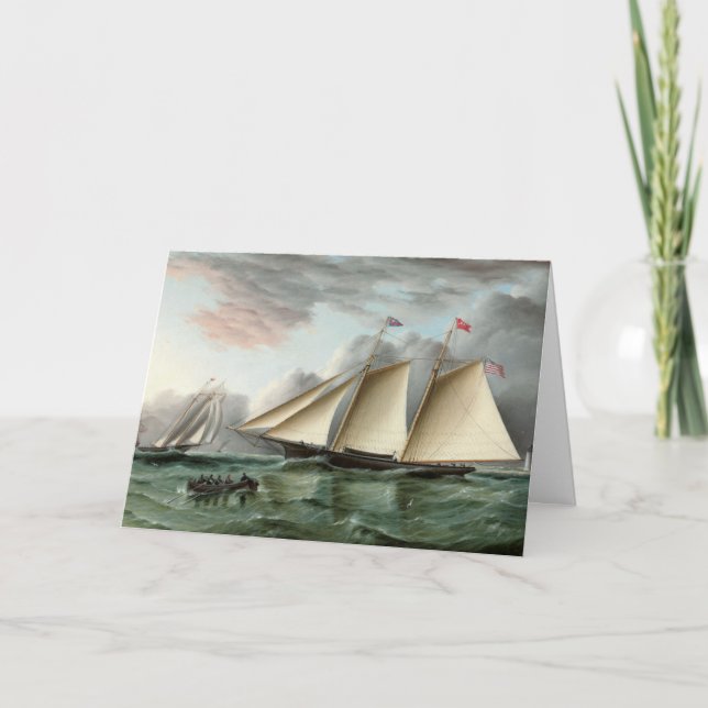 Cartão Placa de dia de os pais com Schooner (Frente)
