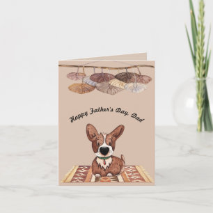 Cartão Placa de dia de os pais do Cachorro Corgi