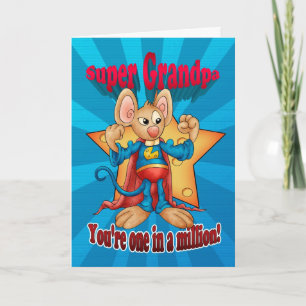 Cartão Placa De dia de os pais - Mouse Super Avô - Um Em
