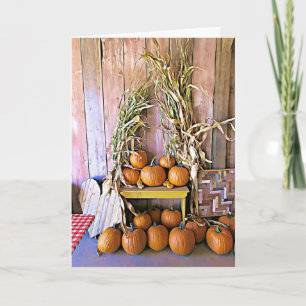 Cartão Placa de exposição Halloween Fall Pumpkins e Cor