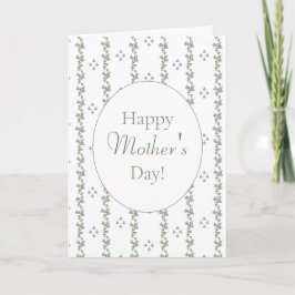 Cartão Placa de Feliz dia de as mães Pintada Azul e Branc