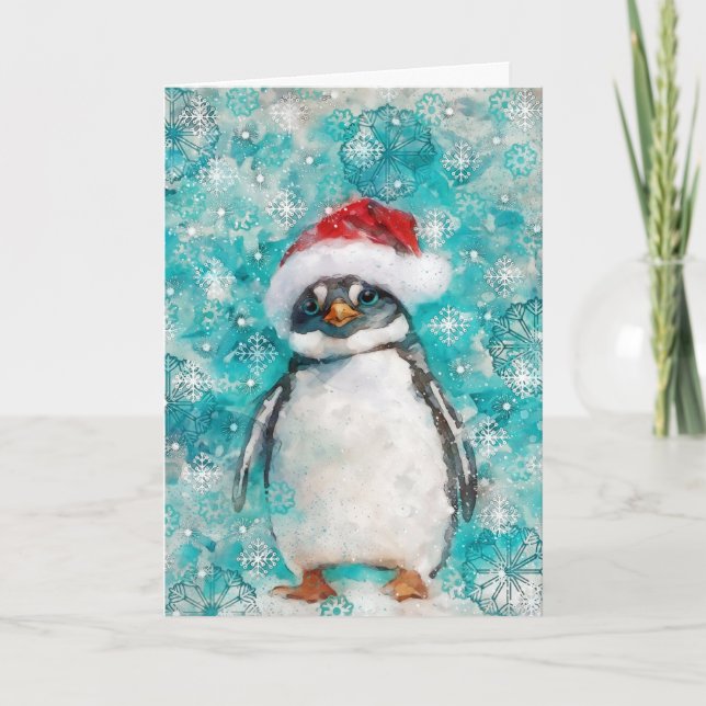 Cartão Placa de feriado de Impressão pinguim de mídia mis (Frente)