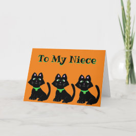 CARTÃO PLACA DE FERIADO NIECE HALLOWEEN BLACK CAT ORANGE