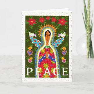 Cartão Placa de Férias do México Folk Art Angel e Dove