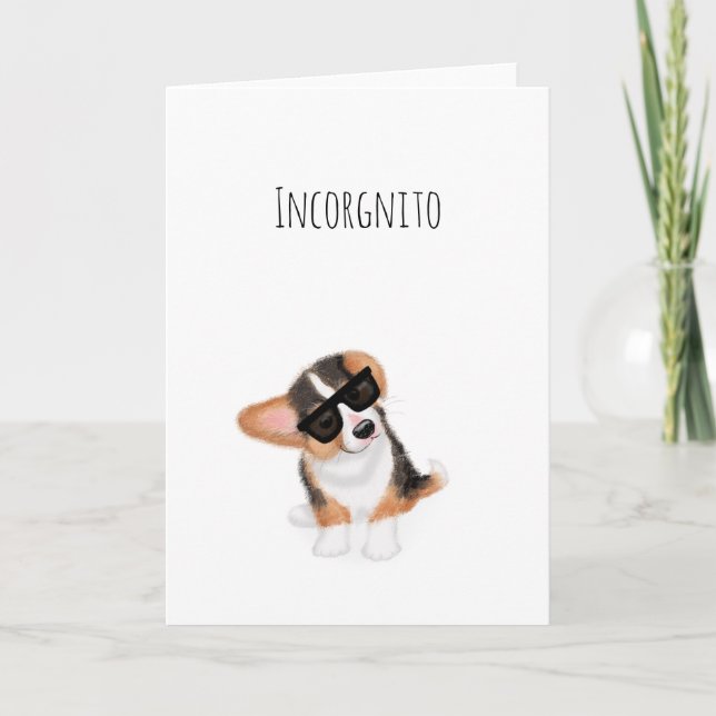 Cartão Placa de filhote Incorgnito corgi (Frente)