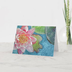 Cartão Placa de Flor de Água Rosa