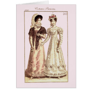 Cartão Placa de forma de Parisiens 1821 dos trajes