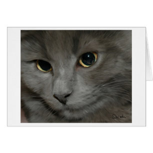 Cartão Placa de Gato de cinza
