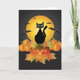 Cartão Placa de Gato Preto Halloween