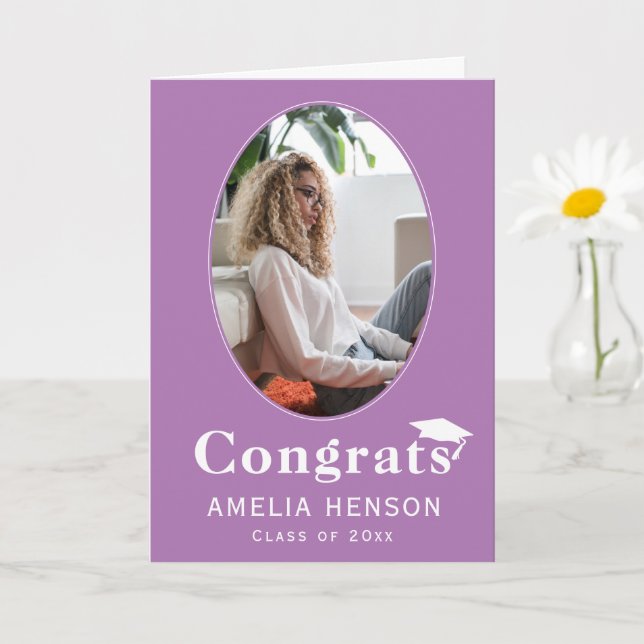 Cartão Placa de Graduação de Foto do Formando Purple Cong (Planta pequena)