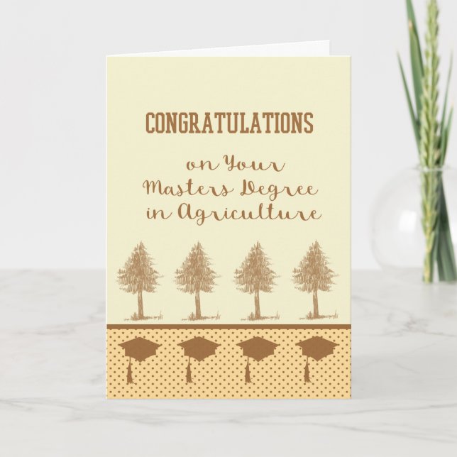 Cartão Placa de graduação de mestrados na agricultura (Frente)