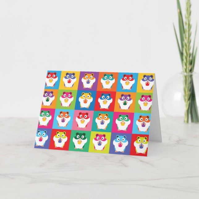 Cartão Placa de Hamsters de pop Art (Frente)