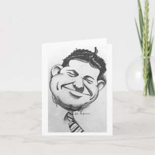 Cartão Placa de homem sorridente, branca e preta, interio