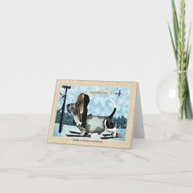 Cartão placa de hound basset de parabéns (Frente)