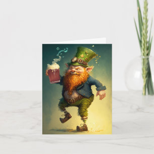 Cartão Placa de Ilustração do bebado Leprechaun Clurichau